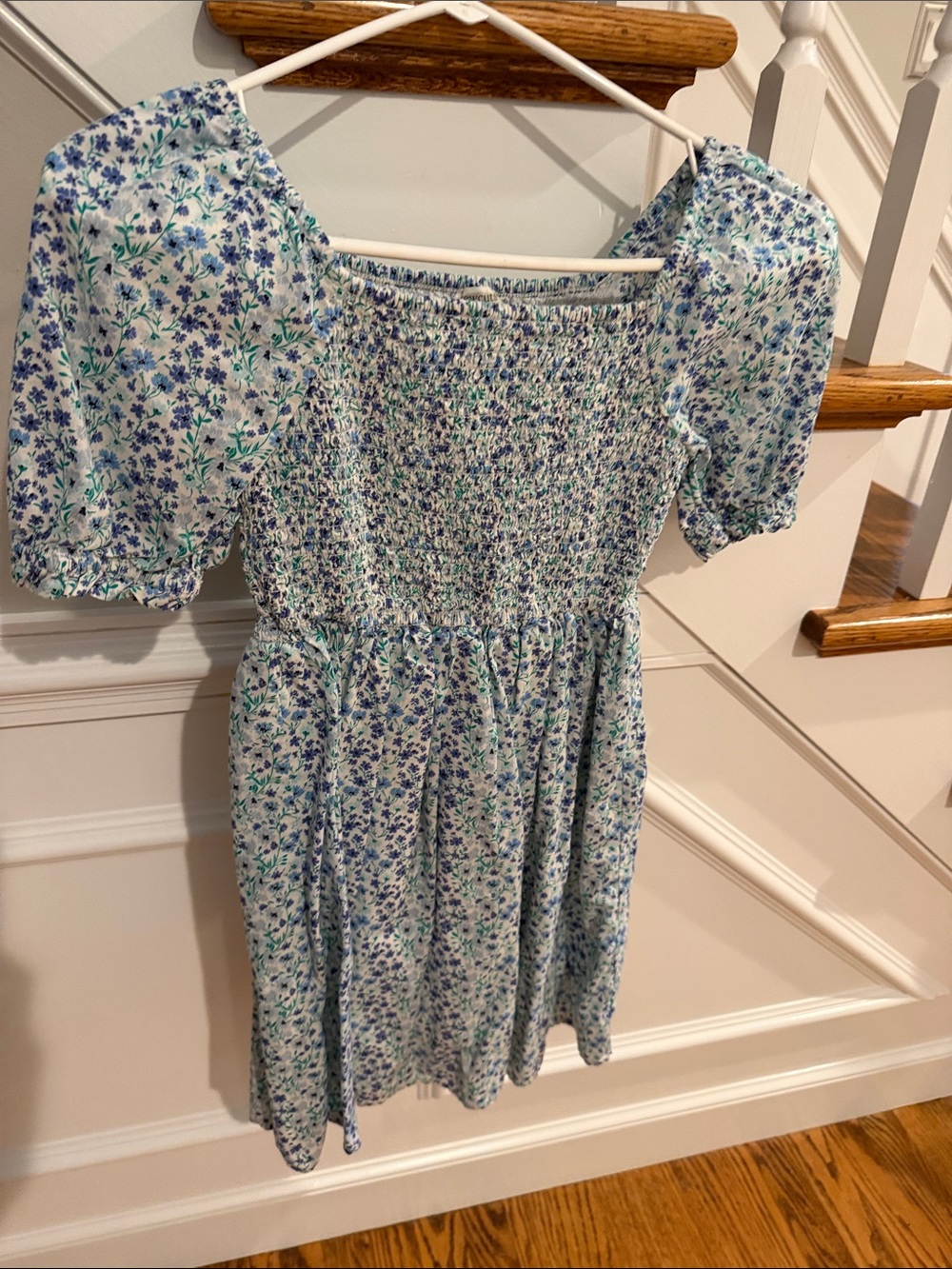 Crew Cuts Girls Blue Floral Smocked Dress - girls 10